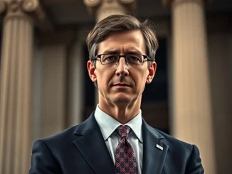 Kevin Warsh, nominated as Federal Reserve Chair by President Trump, in a formal portrait.