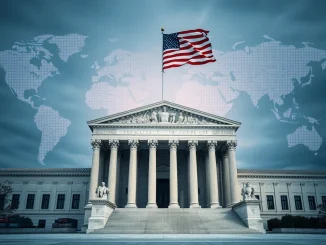 U.S. Supreme Court building representing judicial review of Trump tariff authority and trade policy powers