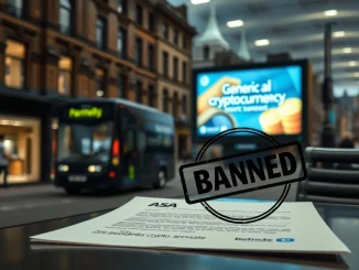 The UK Advertising Standards Authority bans Coinbase cryptocurrency ads for misrepresenting investment risks.
