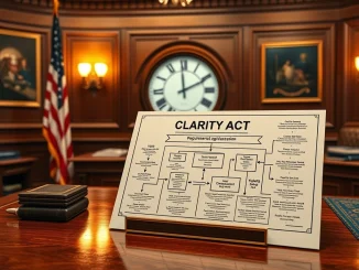 Complex timeline for US crypto bill CLARITY Act implementation showing multi-year regulatory process.