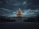 The U.S. Capitol during a partial government shutdown, symbolizing the halted budget process and federal funding lapse.