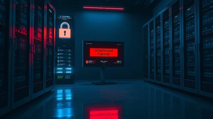 Investigative scene of a shocking US Marshals crypto theft from a high-security government server room.