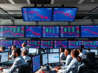 US stock market indices showing declines with S&P 500, Nasdaq, and Dow Jones all closing lower