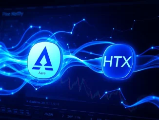 Visualization of the massive 1.25 billion USDT cryptocurrency liquidity transfer between Aave and HTX platforms