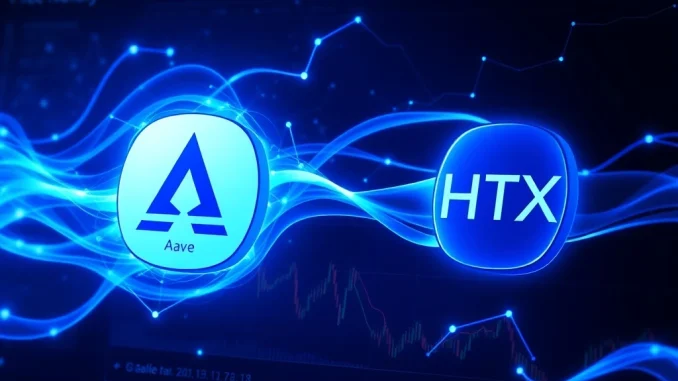 Visualization of the massive 1.25 billion USDT cryptocurrency liquidity transfer between Aave and HTX platforms