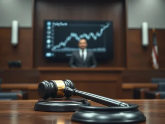 Courtroom scene symbolizing the sentencing for a $3 million Utah cryptocurrency fraud case.