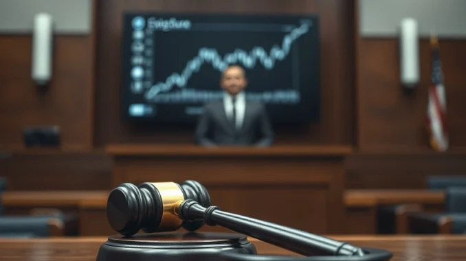 Courtroom scene symbolizing the sentencing for a $3 million Utah cryptocurrency fraud case.