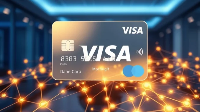 Visa card integrated with blockchain network showing 90% dominance in on-chain transaction volume