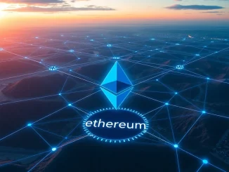 Conceptual visualization of Decentralized Validator Technology securing the Ethereum network.