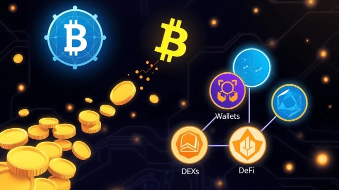 Illustration of Web3 fee revenue shifting from blockchain networks to DeFi applications and crypto wallets.