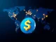 Global map visualization of Alchemy Pay's $USA₮ fiat on-ramp expansion to 173 markets for crypto payments.