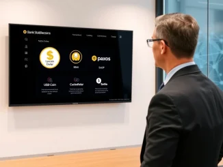Bank executive using Anchorage Digital's stablecoin hub platform for secure USD transactions.
