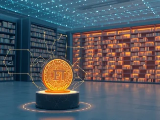 Illustration of the Atlasbrary and InfiblueNFT alliance merging AI, cultural data, and NFTs for a smarter digital ecosystem.