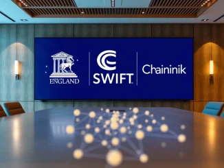 Bank of England SWIFT Chainlink Synchronisation Lab collaboration for tokenized asset settlement testing.