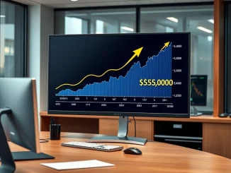 Financial analyst's monitor displaying Bernstein's $150,000 Bitcoin price target chart amid market data.