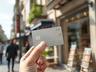 A person using the best crypto card for payments at a modern point-of-sale terminal.