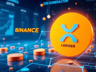 Illustration of Binance integrating RLUSD stablecoin deposits on the XRP Ledger network for enhanced liquidity.
