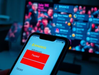 Binance withdrawals halted on app screen causing FTX panic flashbacks on social media feeds.