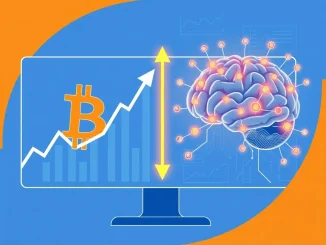 Analytical chart showing Bitcoin price prediction for 2026 alongside Federal Reserve and AI technology icons.