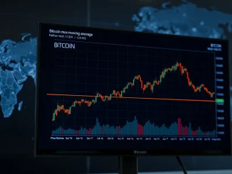Bitcoin price chart highlighting the critical 21-day moving average and key support zone for technical analysis.