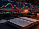Analyst monitors showing Bitcoin price charts and bear market technical indicators like RSI and moving averages.