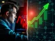 Bitcoin price decline versus DeepSnitch AI token surge in contrasting cryptocurrency market visualization