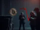 Bitcoin price crash analysis featuring Andrew Tate's investment loss and Peter Schiff's warning.