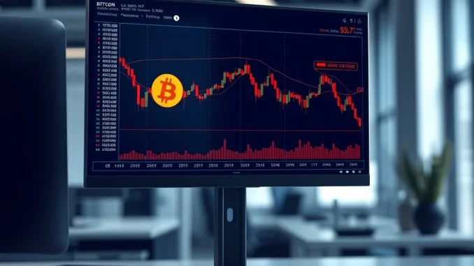 Analyst reviewing Bitcoin price chart showing downtrend with CryptoQuant data overlay