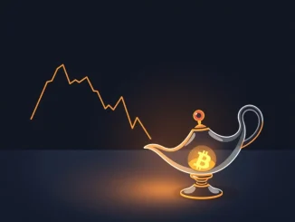 Illustration of Bitcoin price crash and emerging defensive presale opportunity IPO Genie.