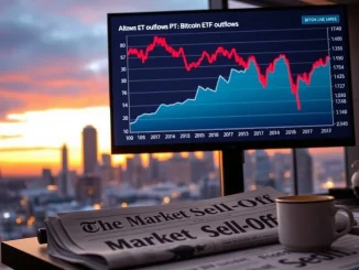 Chart showing steep Bitcoin ETF outflows during a cryptocurrency market sell-off
