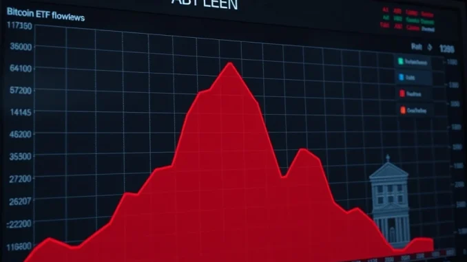 Analysis of sustained Bitcoin ETF outflows showing institutional retreat and market shift.