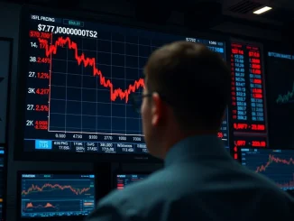 Bitcoin price chart falling below $70,000 as ETF outflows impact the cryptocurrency market.
