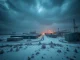 Bitcoin mining facility during a severe US winter storm impacting the global hashrate.