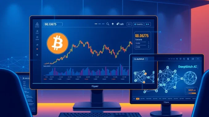 Bitcoin Hyper price analysis dashboard showing $0.013675 value with Solana Layer 2 and AI trading visualization