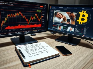 Analyst's desk showing Bitcoin price chart and US liquidity data, illustrating Raoul Pal's market explanation.