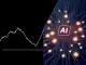 Analytical illustration comparing Bitcoin price volatility with emerging AI cryptocurrency technology.