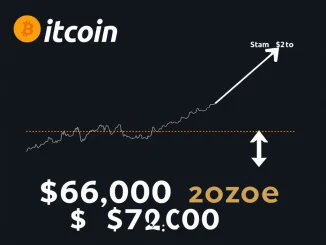 Bitcoin price chart showing compression and tightening range between $66K and $72K, signaling potential breakout.