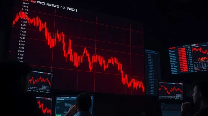 Bitcoin price chart showing dramatic decline with key support levels breaking as market targets $50,000