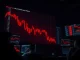 Bitcoin price chart showing dramatic decline with key support levels breaking as market targets $50,000