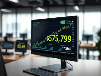 Bitcoin price chart showing a sharp 1.53% surge to $75,798 on a trading terminal.