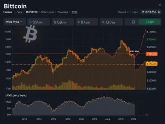 Bitcoin price chart showing realized price bands and UTXO age distribution with short-term holder pressure points highlighted