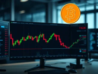 Analyst observing a Bitcoin price chart showing a volatile rebound, highlighting market caution.