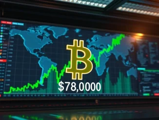Bitcoin price surges above $78,000 on a digital trading dashboard, symbolizing a major market milestone.