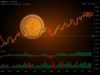 Bitcoin weekly RSI chart showing a drop to 27.8, indicating oversold conditions similar to June 2022.