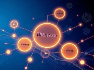 Bittensor leads AI crypto social rankings network graph showing engagement dominance over LimeWire, Virtuals, and Venice.