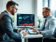 Financial advisor discussing Bitwise crypto model portfolios and ETF allocation strategies with a client.