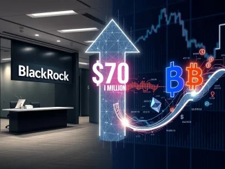 Conceptual image of BlackRock's $270 million Bitcoin and Ethereum transfer to Coinbase Prime, symbolizing institutional crypto momentum.