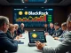 Institutional investors analyzing Bitcoin price charts in a boardroom, representing BlackRock's confirmation of strategic accumulation.