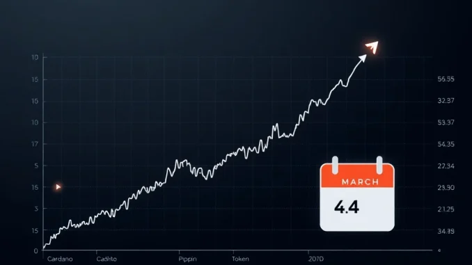 Analyst comparing Cardano, Pippin, and BlockDAG cryptocurrency price charts ahead of March 4 spot trading.