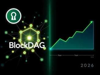 BlockDAG COINBASE code activation and 2026 price trends for Solana and Tron cryptocurrencies visualized.